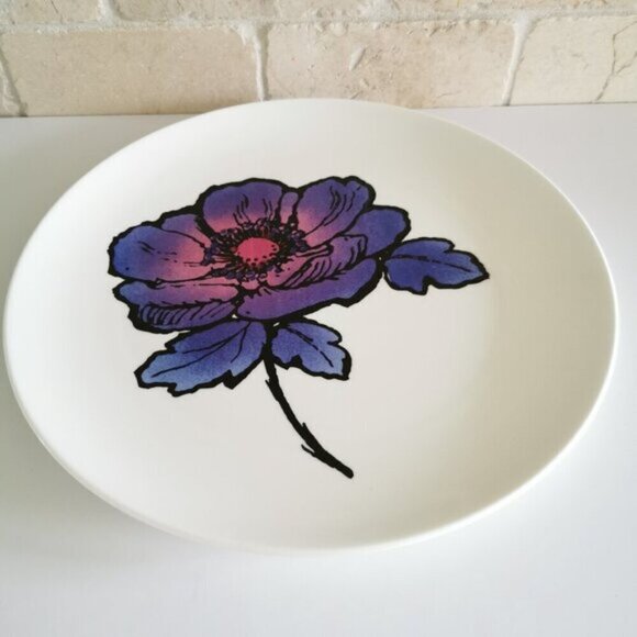 Wedgwood Blue Anemone Large Dinner Plate Susie Cooper Vintage 1970s Design Flora - Picture 2 of 7
